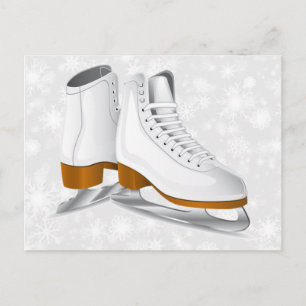 pair of white ice skates postcard