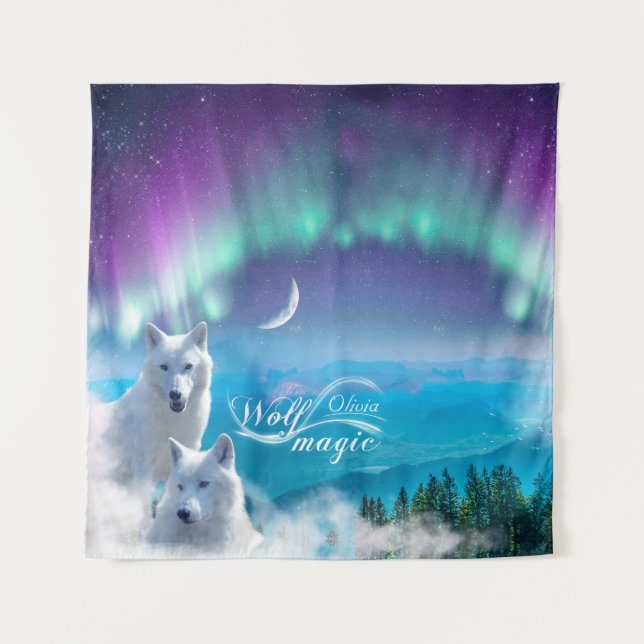 Pair of white wolves Personalised Tapestry (Front)