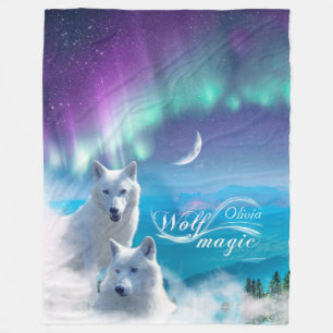 Pair of white wolves Personalized Fleece Blanket