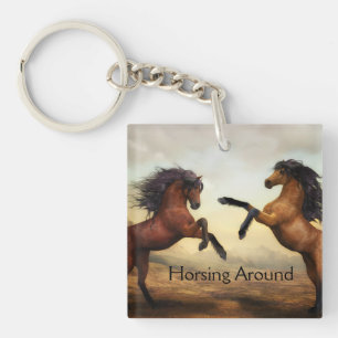 pair of wild horses key ring