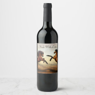 pair of wild horses   wine label