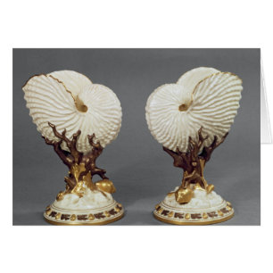 Pair of Worcester vases shaped as Nautilus