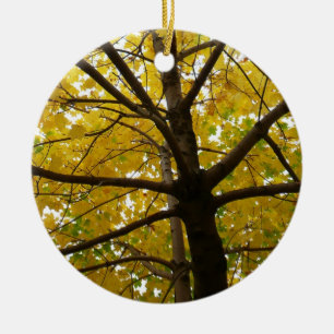 Pair of Yellow Maple Trees Autumn Nature Ceramic Tree Decoration
