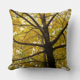 Pair of Yellow Maple Trees Autumn Nature Cushion
