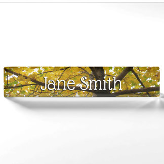 Pair of Yellow Maple Trees Autumn Nature Nameplate