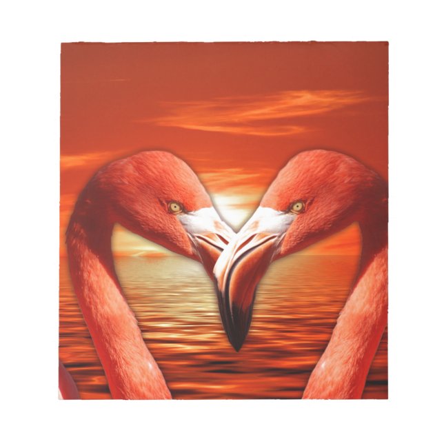 pair romantic couple date wing bird birds flamingo notepad (Front)