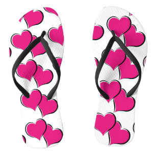 paired red hearts design jandals