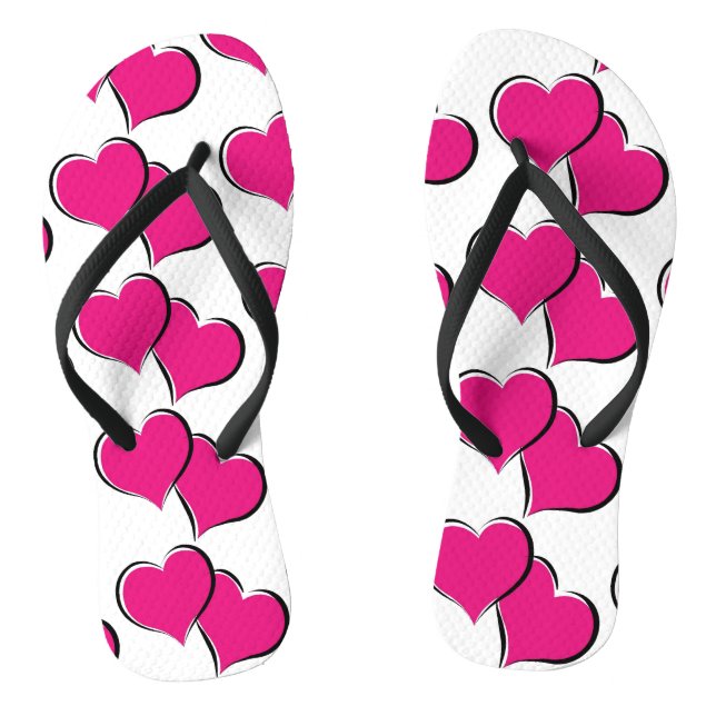 paired red hearts  design jandals (Footbed)
