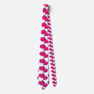paired red hearts white tie