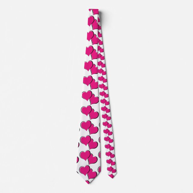 paired red hearts white tie (Front)