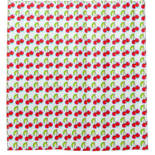 pairs of red cherries pattern shower curtain