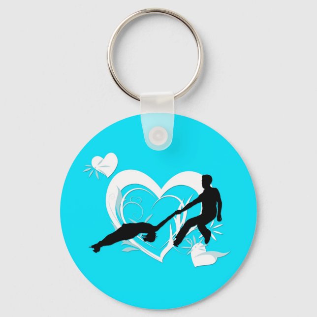 Pairs Skating Keychain - Turquoise (Front)