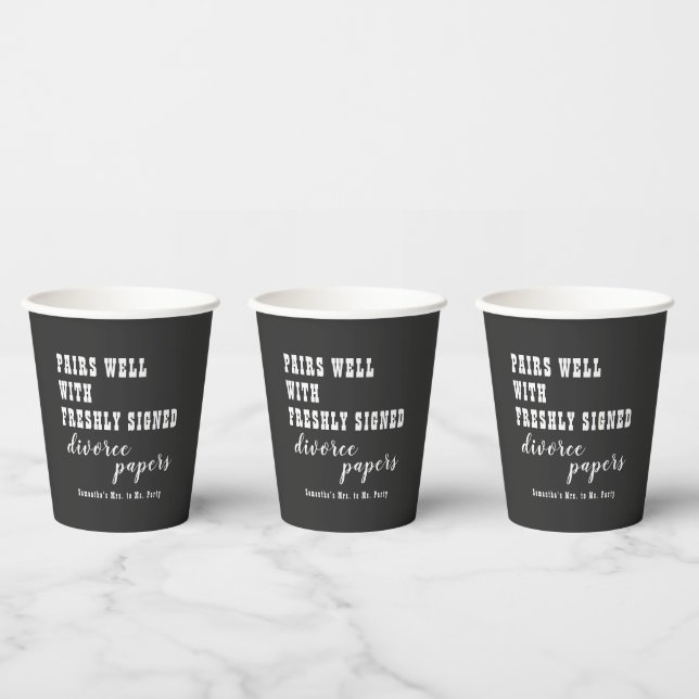 Pairs Well Divorce Paper Black Just Divorced Party Cups (Multi)