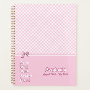 Pairs Well W/ Back To School Funny Pink Plaid Team Planner