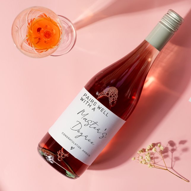 Pairs Well With a Master's Degree Graduation Party Wine Label (Creator Uploaded)