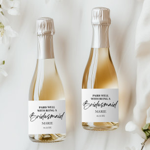 Pairs Well With Being A Bridesmaid Proposal Mini Sparkling Wine Label