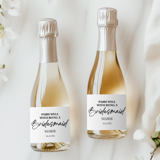 Pairs Well With Being A Bridesmaid Proposal Mini Sparkling Wine Label (Creator Uploaded)