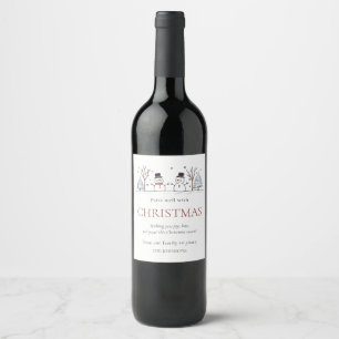 Pairs Well With Christmas Snowmen Festive Wine Label
