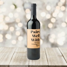 Pairs Well with Grandparents Again Rustic Kraft Wine Label