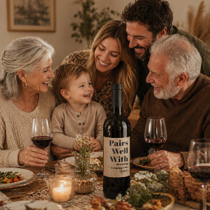 Pairs Well with Grandparents Again Rustic Kraft Wine Label