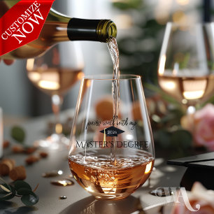 Pairs Well with my Degree Cap Stemless Wine Glass