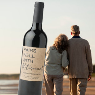 Pairs Well with Retirement – Funny Wine Label Gift
