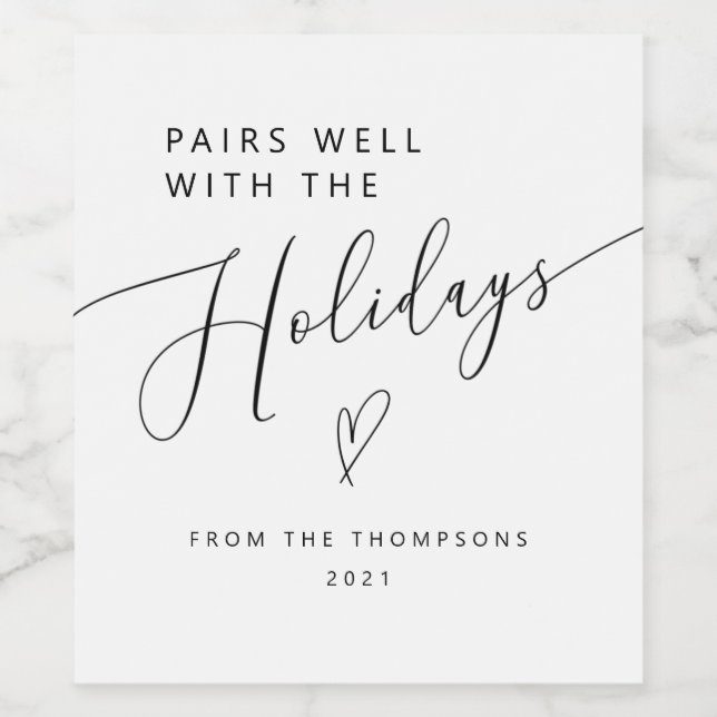 Pairs Well With The Holidays Christmas Wine Label (Single Label)