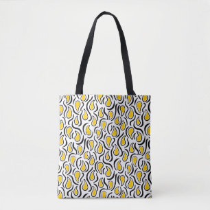 Paisley Abstract 230523 - Amber, B&W Tote Bag