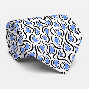Paisley Abstract 230523 - Baby Blue, B&W Tie