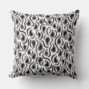 Paisley Abstract 230523 - Black and White Cushion