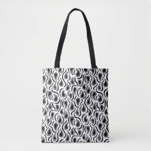 Paisley Abstract 230523 - Black and White Tote Bag