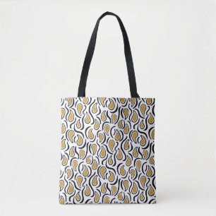 Paisley Abstract 230523 - Golden Brown, B&W Tote Bag