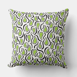Paisley Abstract 230523 - Martian Green, B&W Cushion
