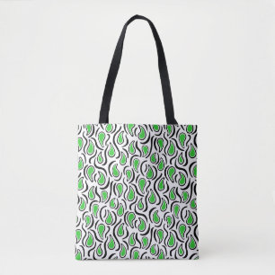 Paisley Abstract 230523 - Spring Green, B&W Tote Bag
