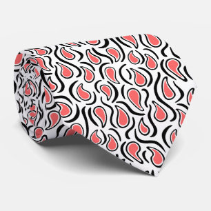 Paisley Abstract 230523 - Tropical Pink, B&W Tie