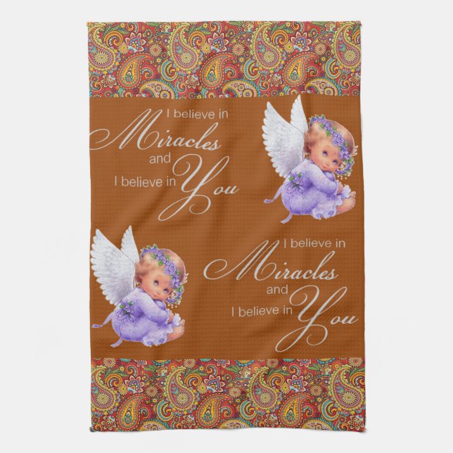 Paisley Angel Kitchen Hand Towel (Vertical)