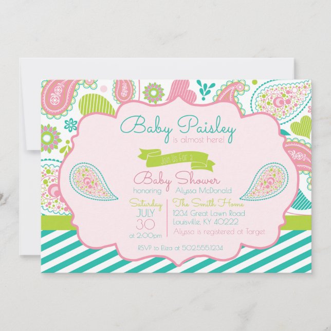 Paisley Baby Shower Invitation (Front)