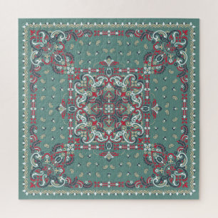 Paisley Bandana Print: Silk Neck Scarf Jigsaw Puzzle