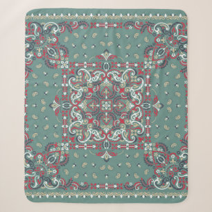 Paisley Bandana Print: Silk Neck Scarf Sherpa Blanket