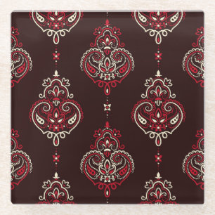 Paisley Bandanna: Boho Vintage Print. Glass Coaster