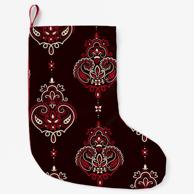 Paisley Bandanna: Boho Vintage Print. Small Christmas Stocking (Front)