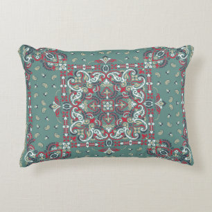 Paisley Bandanna Print: Silk Neck Scarf Decorative Cushion