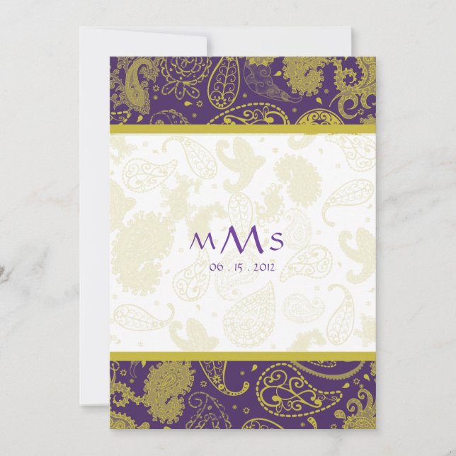 Paisley Banded Wedding Invitation (Front)