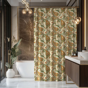 Paisley Bath Curtain Earthy Gift for Their Home