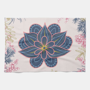 Paisley Beauty, Artistic Blue and Purple Tea Towel