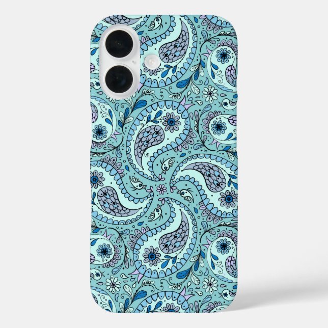Paisley birds in baby blue Case-Mate iPhone case (Back)
