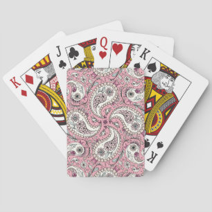 Paisley birds in baby pink playing cards