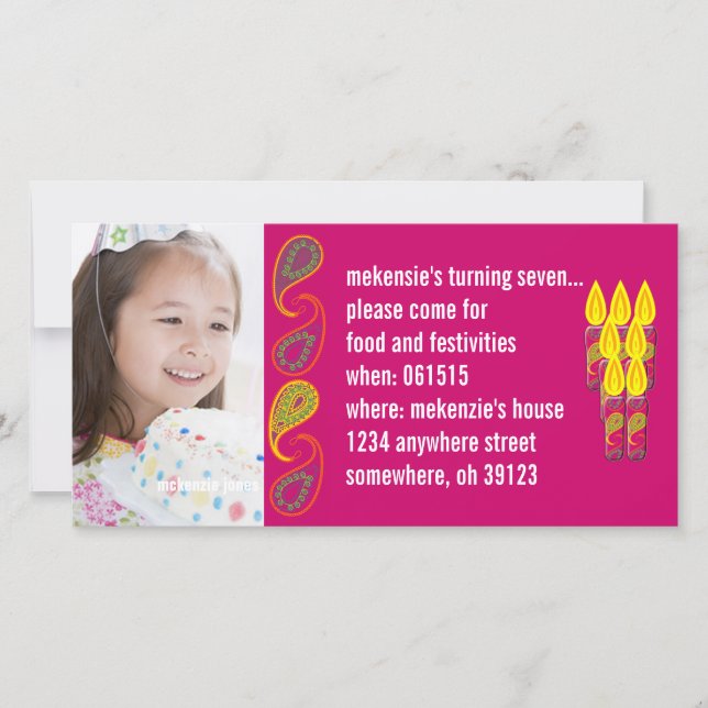 Paisley Birthdy Photo Invitation (Front)