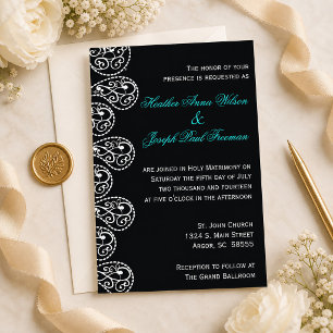 Paisley Black and White Wedding Invitation