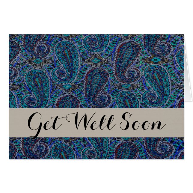 Paisley Blue Indian Boho Art Pattern (Front Horizontal)